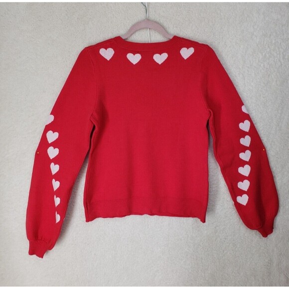 Kaily K Women Sweater Small Red Printed Viscose Blend Long Sleeve Vneck Cardigan - Picture 10 of 16